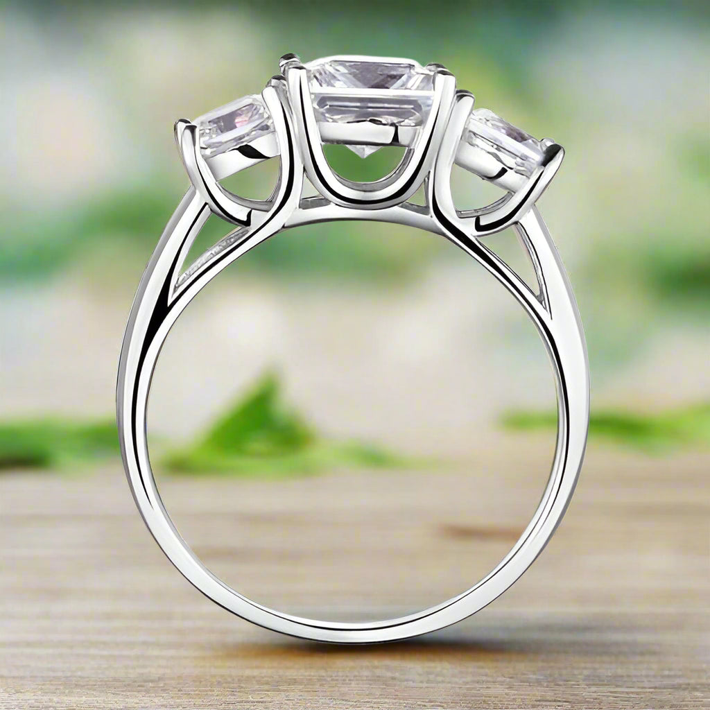Three Stone 1.50 ct Princess-cut Diamond Ring-Evani Naomi Jewelry