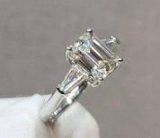 Three Stone 2ct Emerald Cut Diamond Engagement Ring-Evani Naomi Jewelry