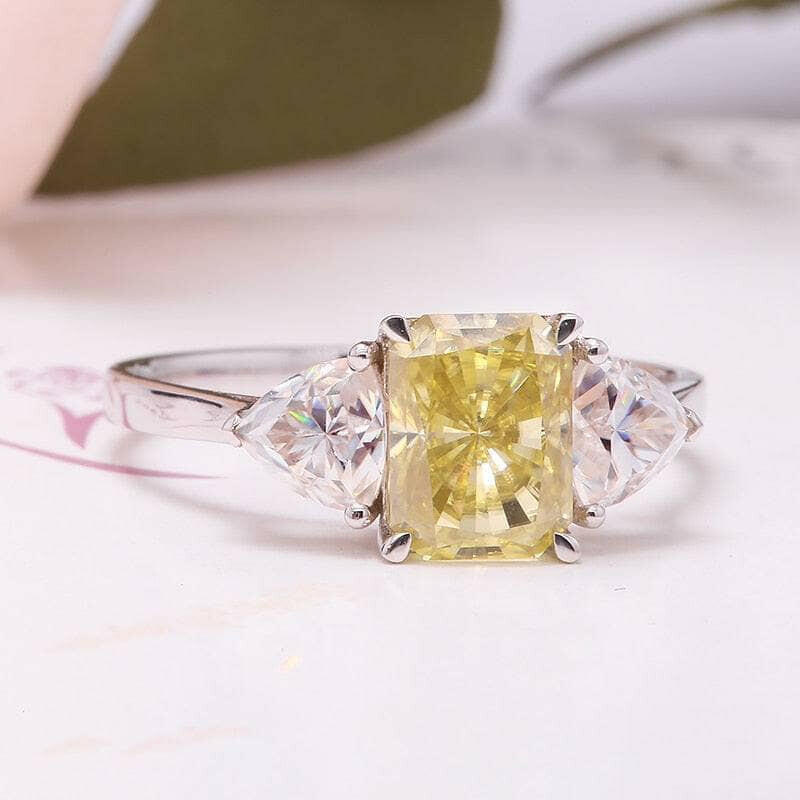 Three Stone 3.0ctw Yellow Radiant Cut Diamond Engagement Ring-Evani Naomi Jewelry
