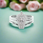 Till Death Do Us Part Gothic Wedding Rings in 14k White Gold Rare Coffin Cut Diamond-Evani Naomi Jewelry