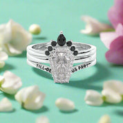 Till Death Do Us Part Gothic Wedding Rings in 14k White Gold Rare Coffin Cut Diamond-Evani Naomi Jewelry