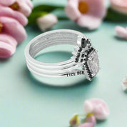 Till Death Do Us Part Gothic Wedding Rings in 14k White Gold Rare Coffin Cut Diamond-Evani Naomi Jewelry