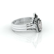 Till Death Do Us Part Gothic Wedding Rings in 14k White Gold Rare Coffin Cut Diamond-Evani Naomi Jewelry
