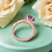 Twist Round Cut 1.25ct Amethyst Purple Rose Gold Promise Ring-Evani Naomi Jewelry