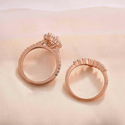 Unique 2.0 Ct Halo Oval Cut Rose Gold Wedding Set-Evani Naomi Jewelry