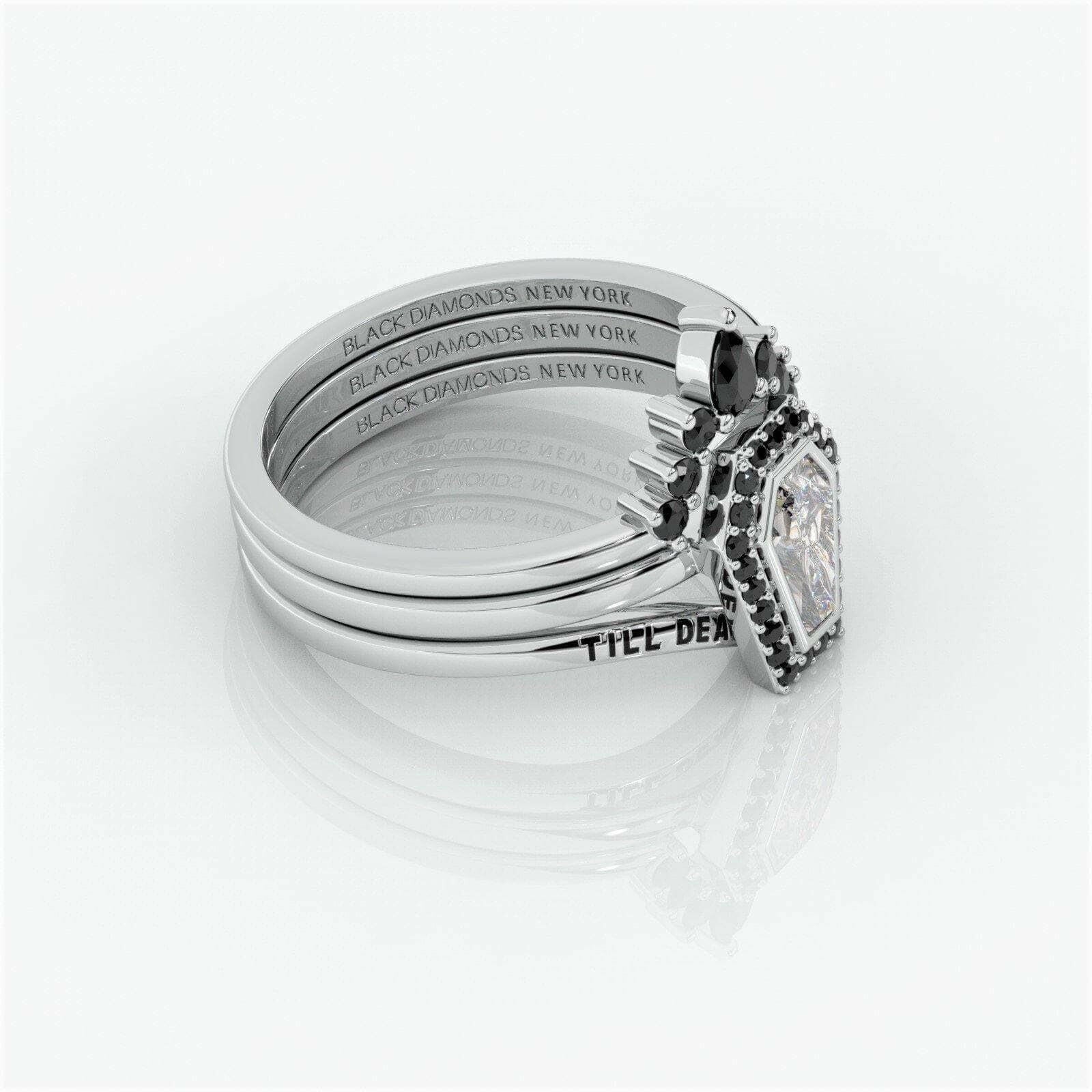 Until Death Wedding Rings in Bezeled Rare Coffin-cut Diamond-Evani Naomi Jewelry