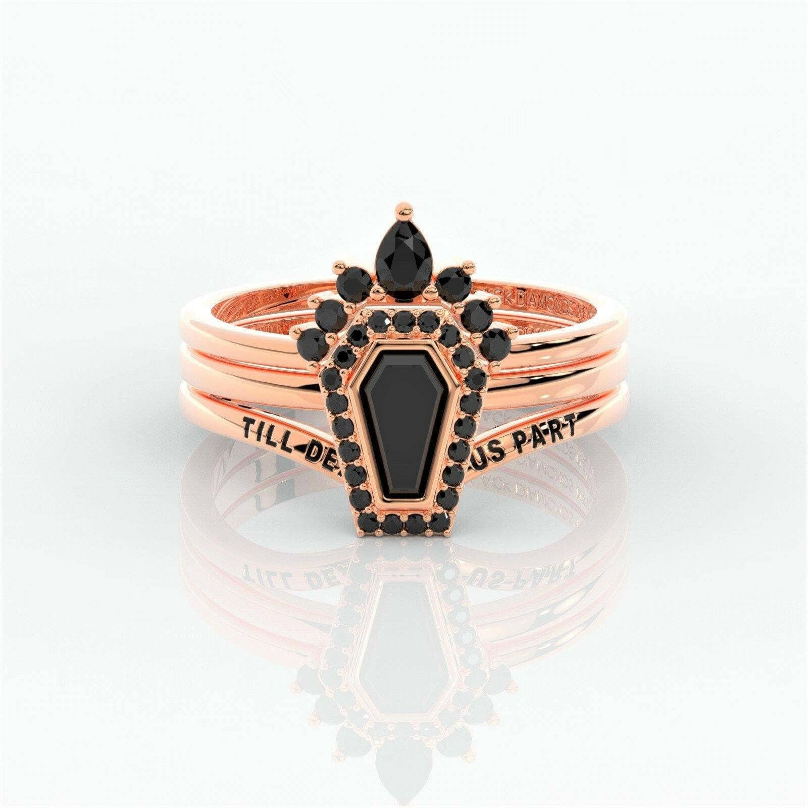 Until Death Wedding Rings in Bezeled Rare Coffin-cut Diamond-Evani Naomi Jewelry