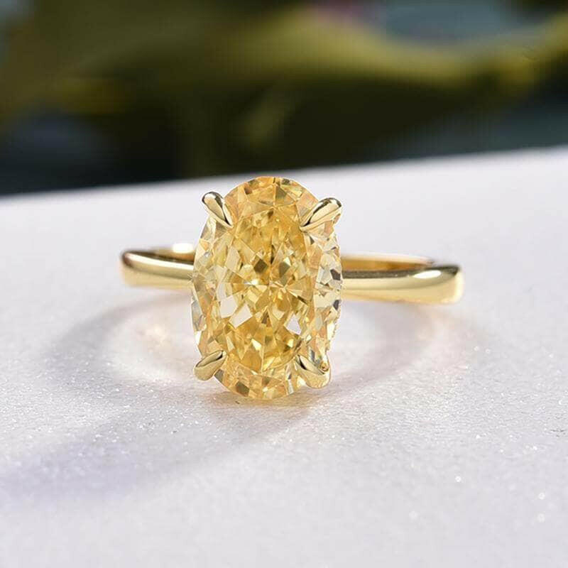VIP 14K Topaz Oval Cut 3.5ct Yellow Diamond Bridal Set-Evani Jewelry