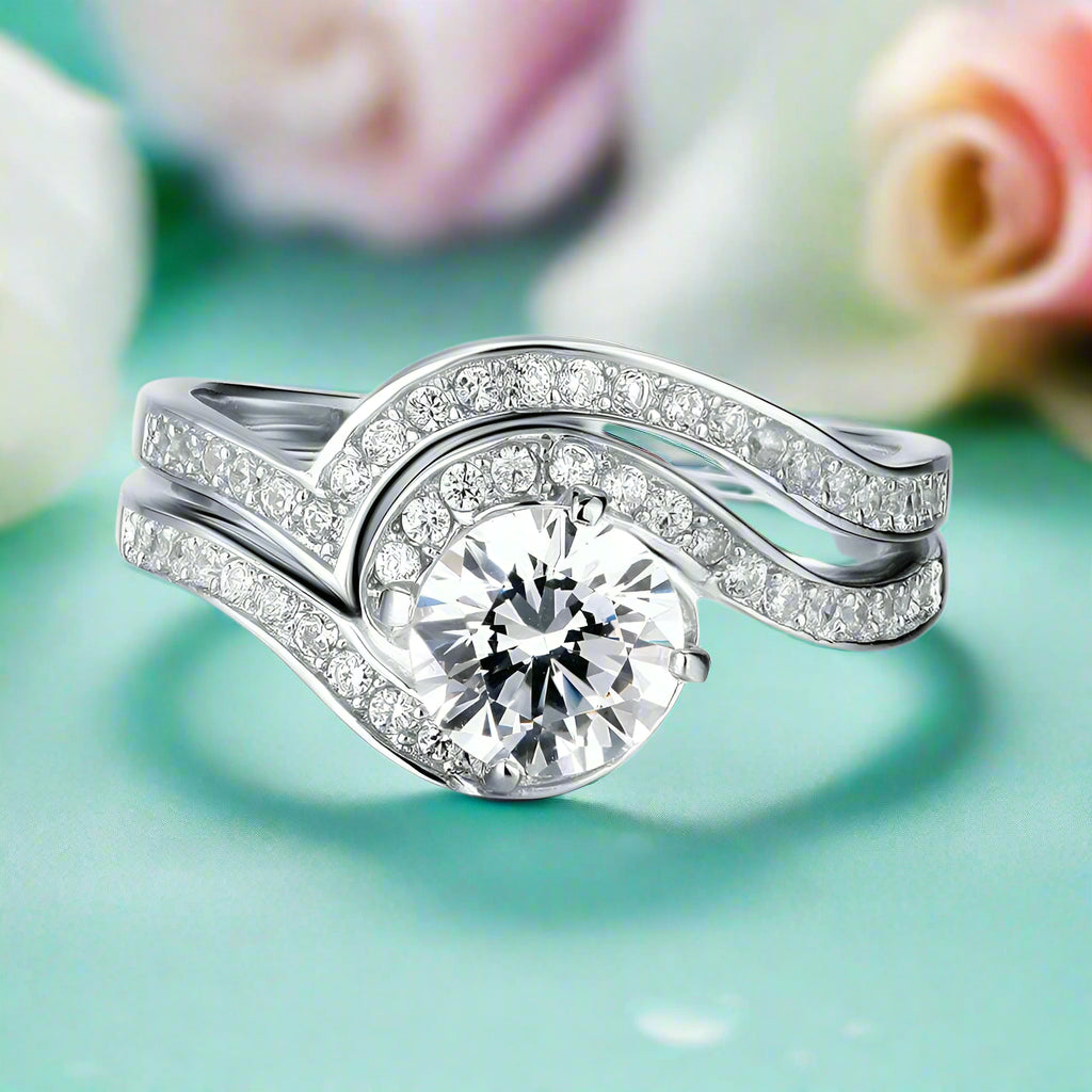 Vintage 1.25 ct Diamond Bridal Ring Set-Evani Naomi Jewelry