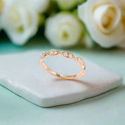 Vintage Milgrain Diamond 14k Rose Gold Wedding Band-Evani Naomi Jewelry