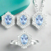 Vintage Oval-cut Diamonds Jewelry Set-Evani Naomi Jewelry