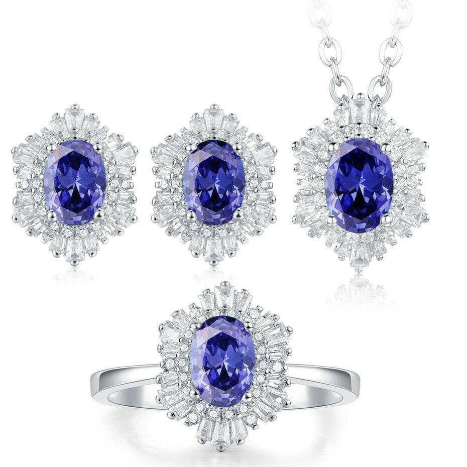 Vintage Oval-cut Diamonds Jewelry Set-Evani Naomi Jewelry