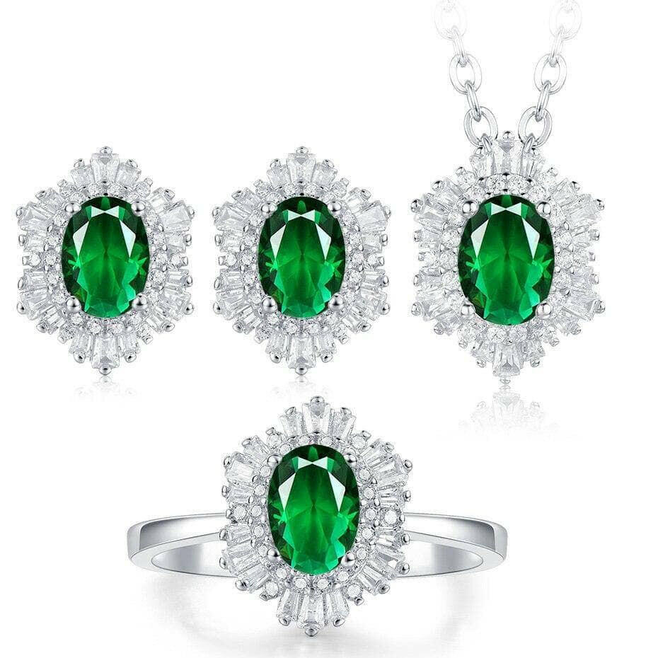 Vintage Oval-cut Diamonds Jewelry Set-Evani Naomi Jewelry