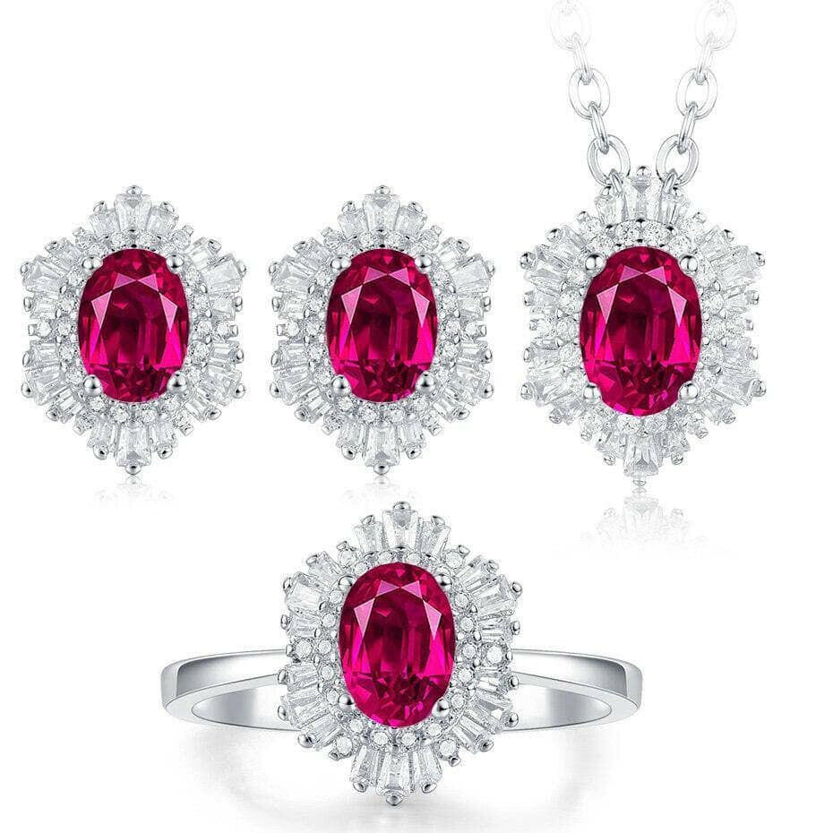 Vintage Oval-cut Diamonds Jewelry Set-Evani Naomi Jewelry