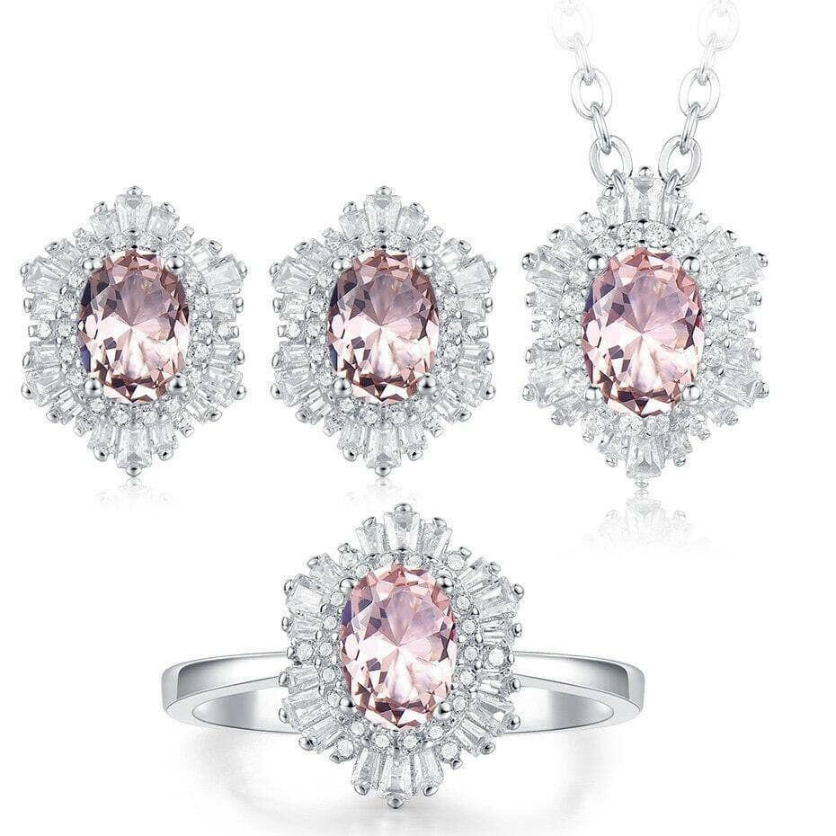 Vintage Oval-cut Diamonds Jewelry Set-Evani Naomi Jewelry