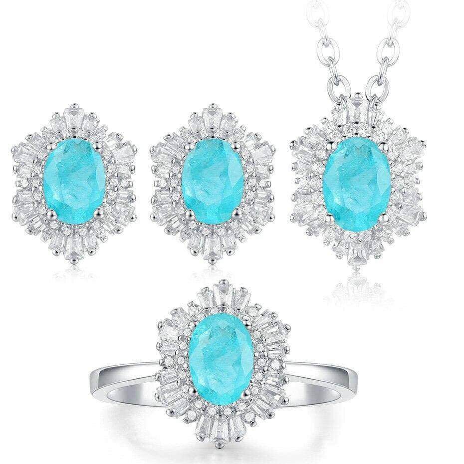 Vintage Oval-cut Diamonds Jewelry Set-Evani Naomi Jewelry