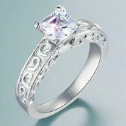 Vintage Style 1.0 Ct Princess Cut Engagement Ring-Evani Naomi Jewelry