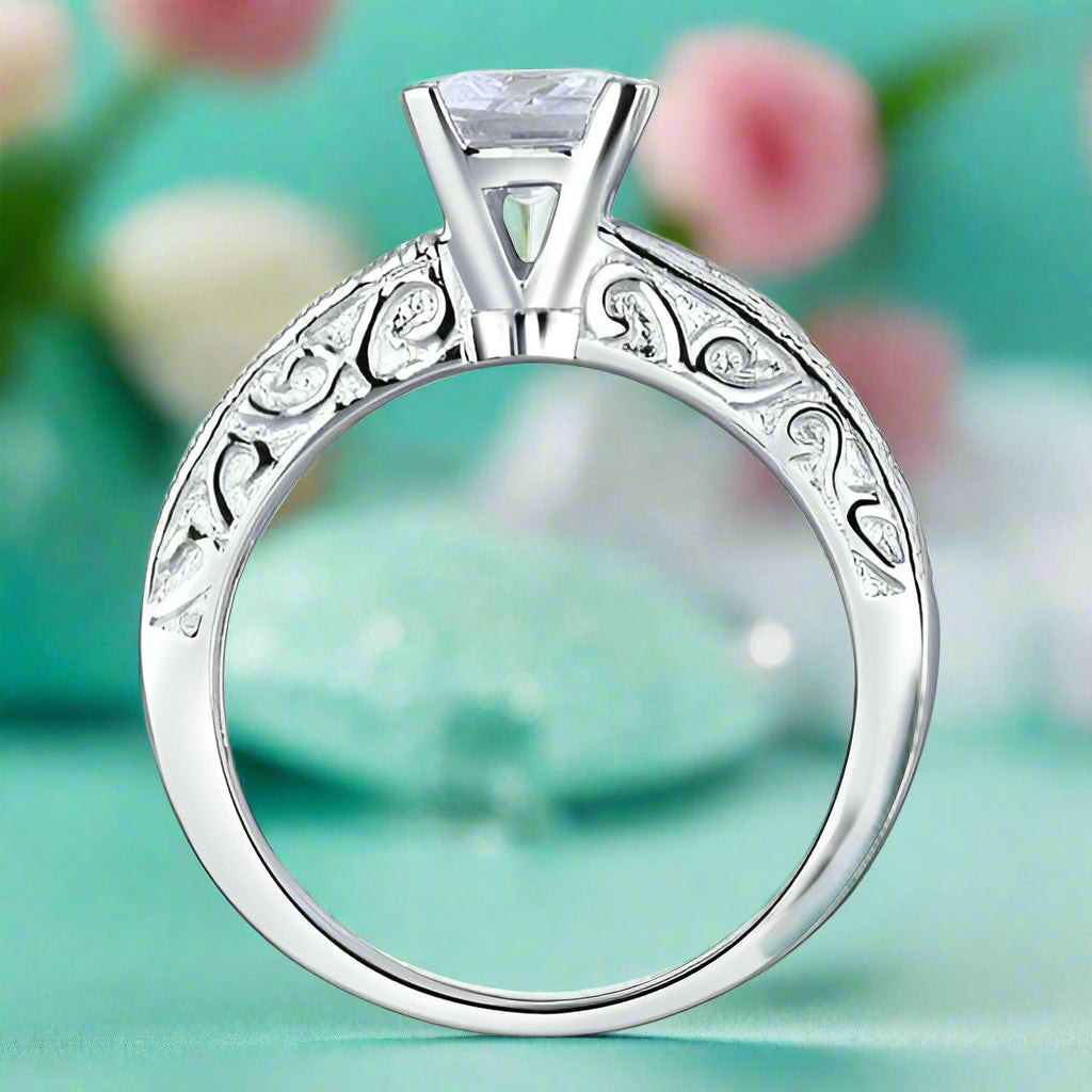 Vintage Style 1.0 Ct Princess Cut Engagement Ring-Evani Naomi Jewelry