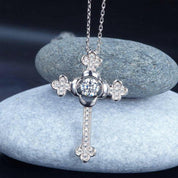 Vintage Style Cross Pendant Dancing Diamond Necklace-Evani Naomi Jewelry