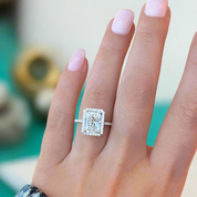White Gold Halo Radiant Cut Diamond Engagement Ring-Evani Naomi Jewelry