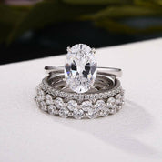 Classic White Gold Oval Cut Diamond Bridal Ring Set-Evani Naomi Jewelry