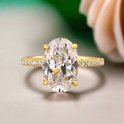 Yellow Gold 3.50 Ct Oval Cut Engagement Ring-Evani Naomi Jewelry