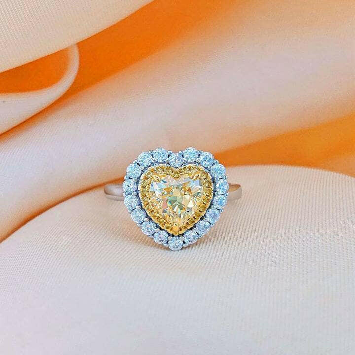 Yellow Sapphire 1.5 ct Heart Shaped Diamond Engagement Ring with Halo-Evani Naomi Jewelry