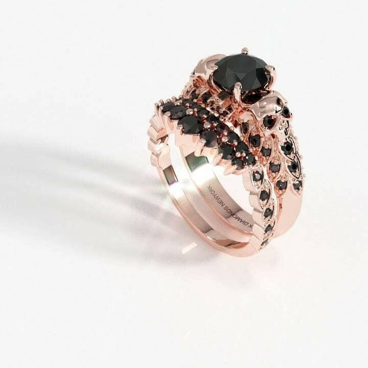 You're My Forever- 1.25 Carat Round Cut Diamond Skulls Promise Ring Set-Evani Naomi Jewelry