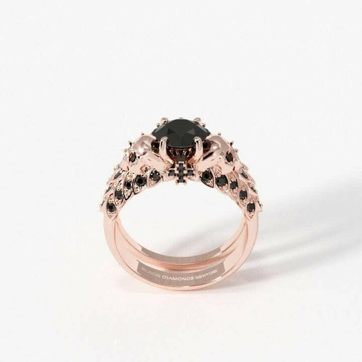 You're My Forever- 1.25 Carat Round Cut Diamond Skulls Promise Ring Set-Evani Naomi Jewelry