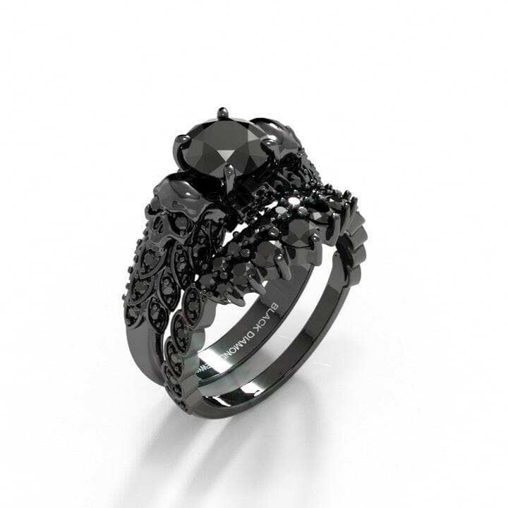 You're My Forever- 1.25 Carat Round Cut Diamond Skulls Promise Ring Set-Evani Naomi Jewelry