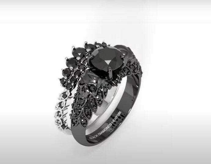 You're My Forever- 1.25 Carat Round Cut Diamond Skulls Promise Ring Set-Evani Naomi Jewelry