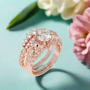 You're My Forever- 1.25 Carat Round Cut Diamond Skulls Promise Ring Set-Evani Naomi Jewelry