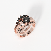 You're My Forever- 1.25 Carat Round Cut Diamond Skulls Promise Ring Set-Evani Naomi Jewelry