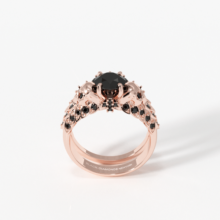 You're My Forever- 1.25 Carat Round Cut Diamond Skulls Promise Ring Set-Evani Naomi Jewelry