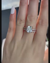 3.0ct Cushion Cut Rose Gold Diamond Wedding Ring Set