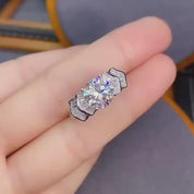 14k White Gold 2.0 Ct Crackling Engagement Ring