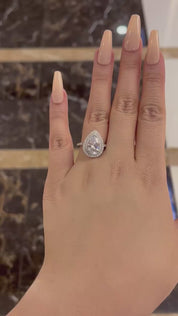 Double Halo 2.0 Ct Pear Cut Diamond Engagement Ring