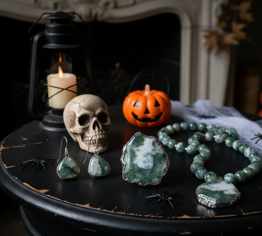 🌙 Enchanting Beauty: The Moss Agate Collection by Evani Jewelry for Halloween 2025