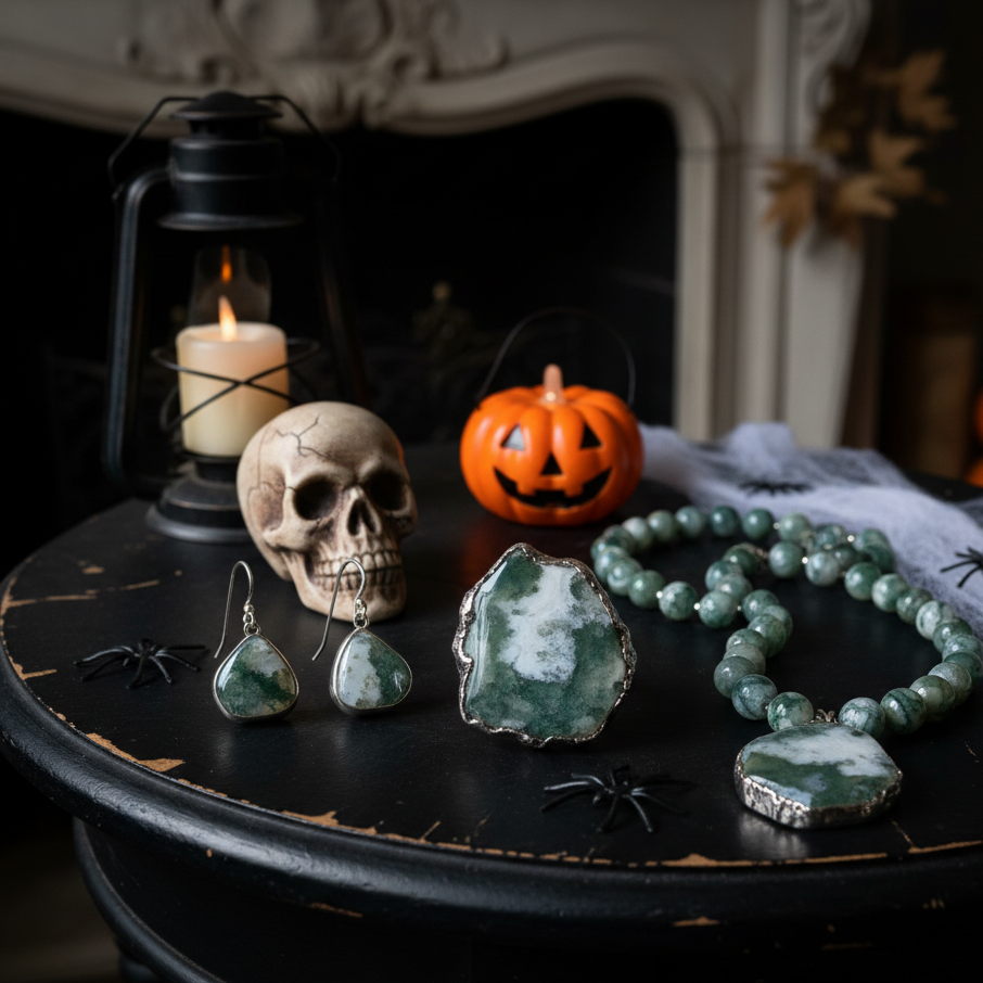 🌙 Enchanting Beauty: The Moss Agate Collection by Evani Jewelry for Halloween 2025