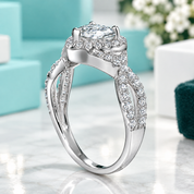 0.8 Ct Heart Diamond Option Halo Engagement Ring