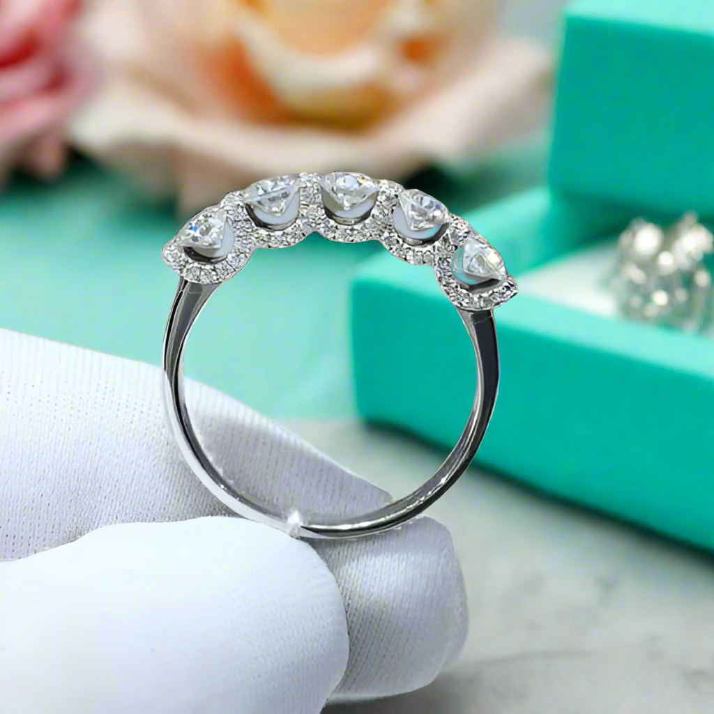 0.1 Ct Round Diamond Real Platinum Wedding Band-Evani Naomi Jewelry