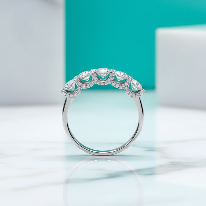 0.1 Ct Round Diamond Real Platinum Wedding Band-Evani Naomi Jewelry