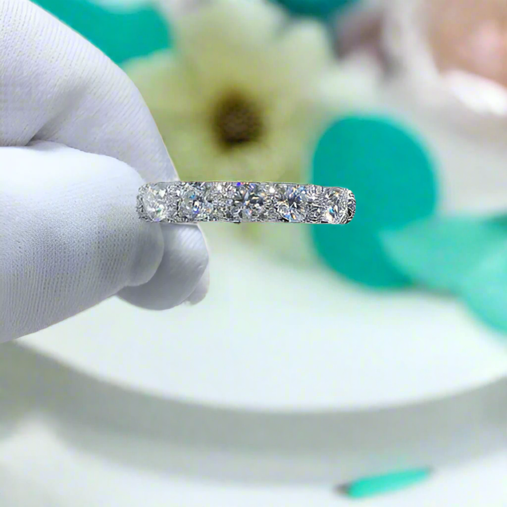 0.1 Ct Round Diamond Real Platinum Wedding Band-Evani Naomi Jewelry