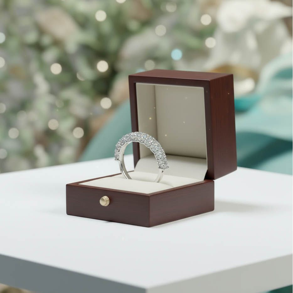 0.1 Ct Round Diamond Real Platinum Wedding Band-Evani Naomi Jewelry