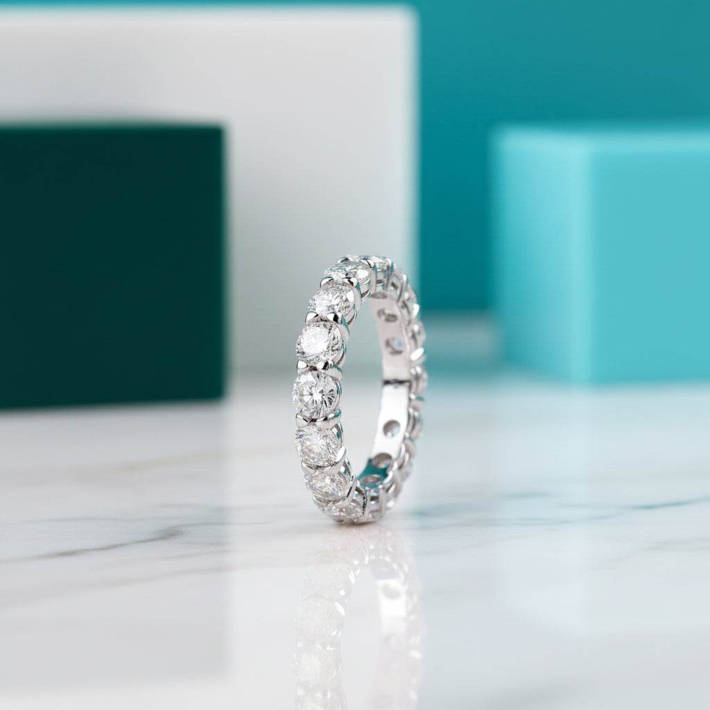 0.3 Ct Heart Diamond Eternity Wedding Band-Evani Jewelry