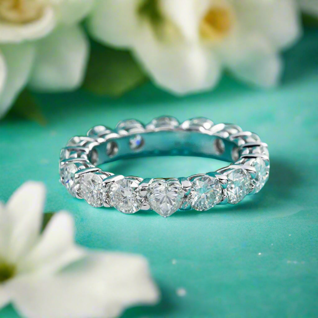 0.3 Ct Heart Diamond Eternity Wedding Band-Evani Naomi Jewelry