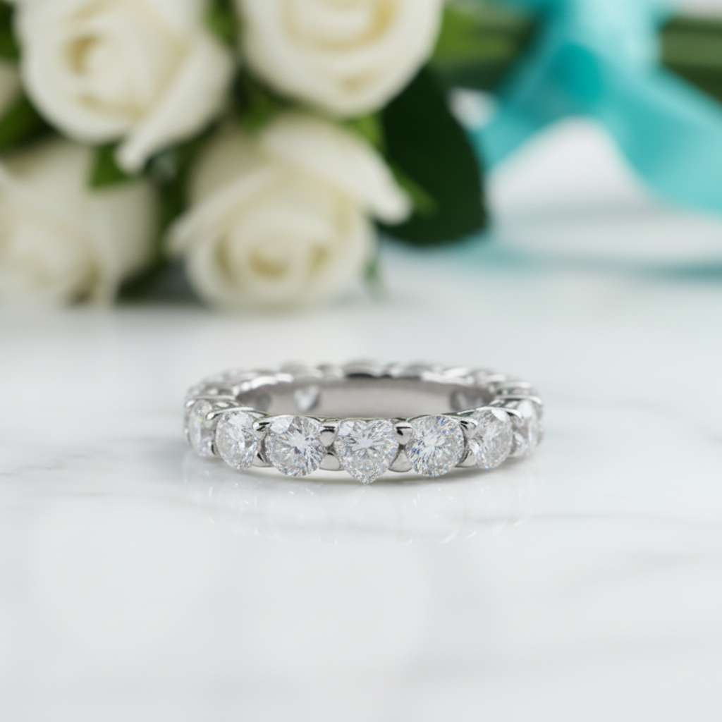 0.3 Ct Heart Diamond Option Eternity Wedding Band - Evani Naomi Jewelry