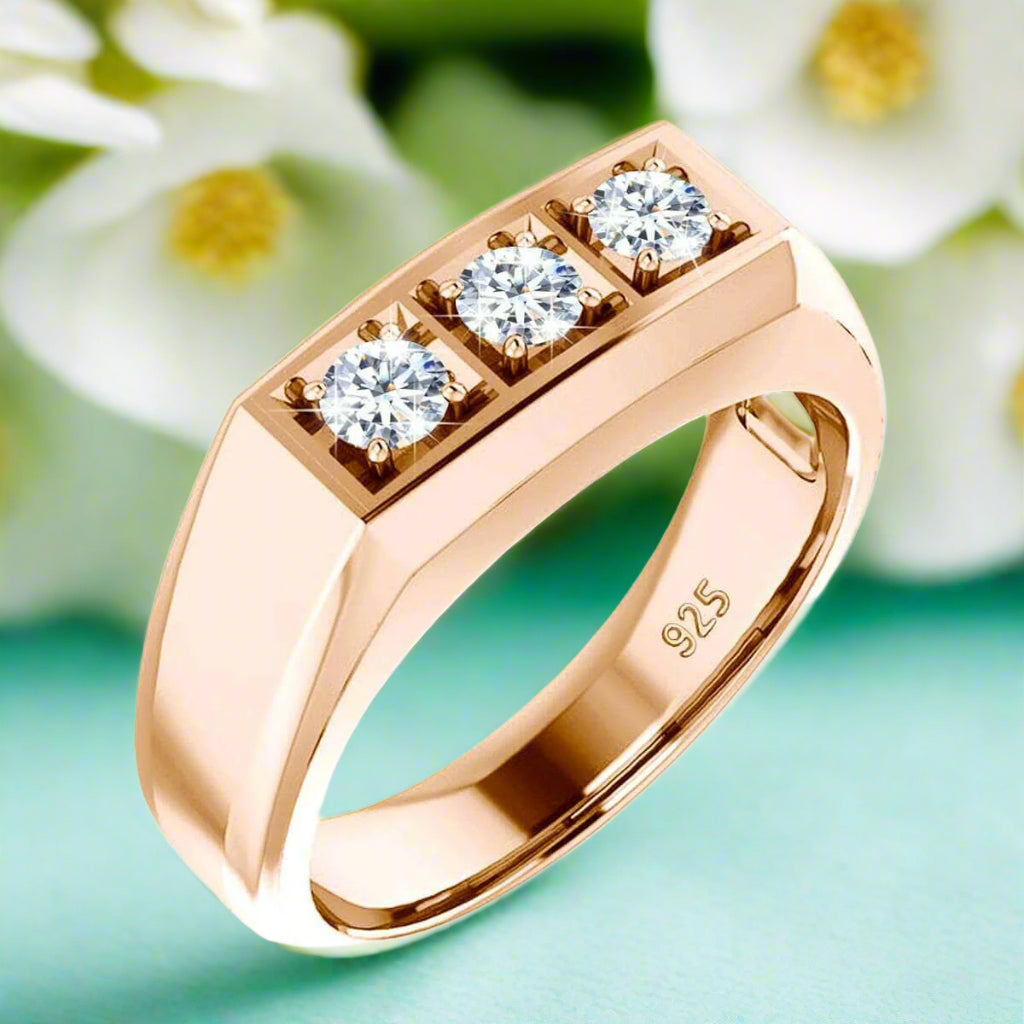0.3 Ct Three Stones Diamond Men's Wedding Ring-Evani Naomi Jewelry