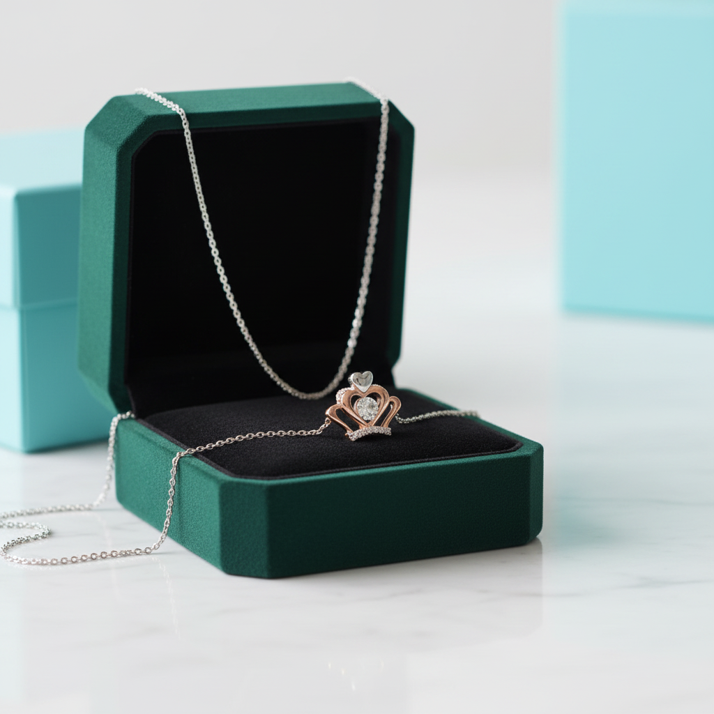 0.30 ct Diamond Option Heart Shaped Crown Necklace