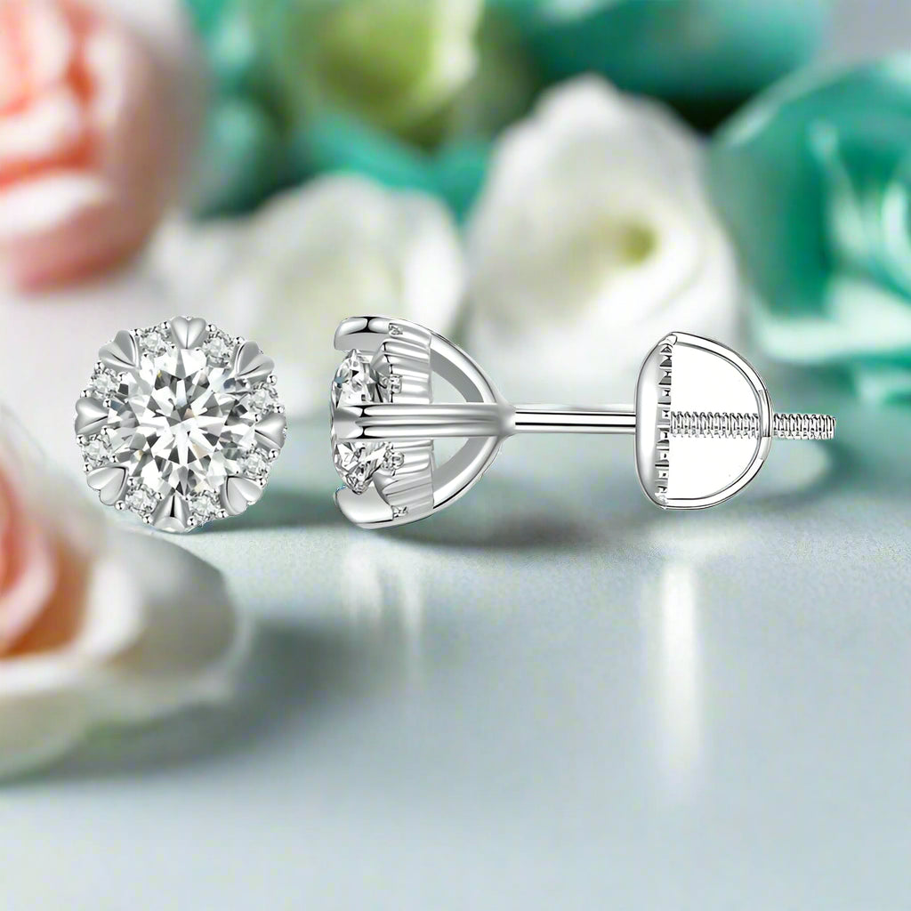 0.5 Ct Diamond Eight Heart Claws Stud Earrings-Evani Naomi Jewelry